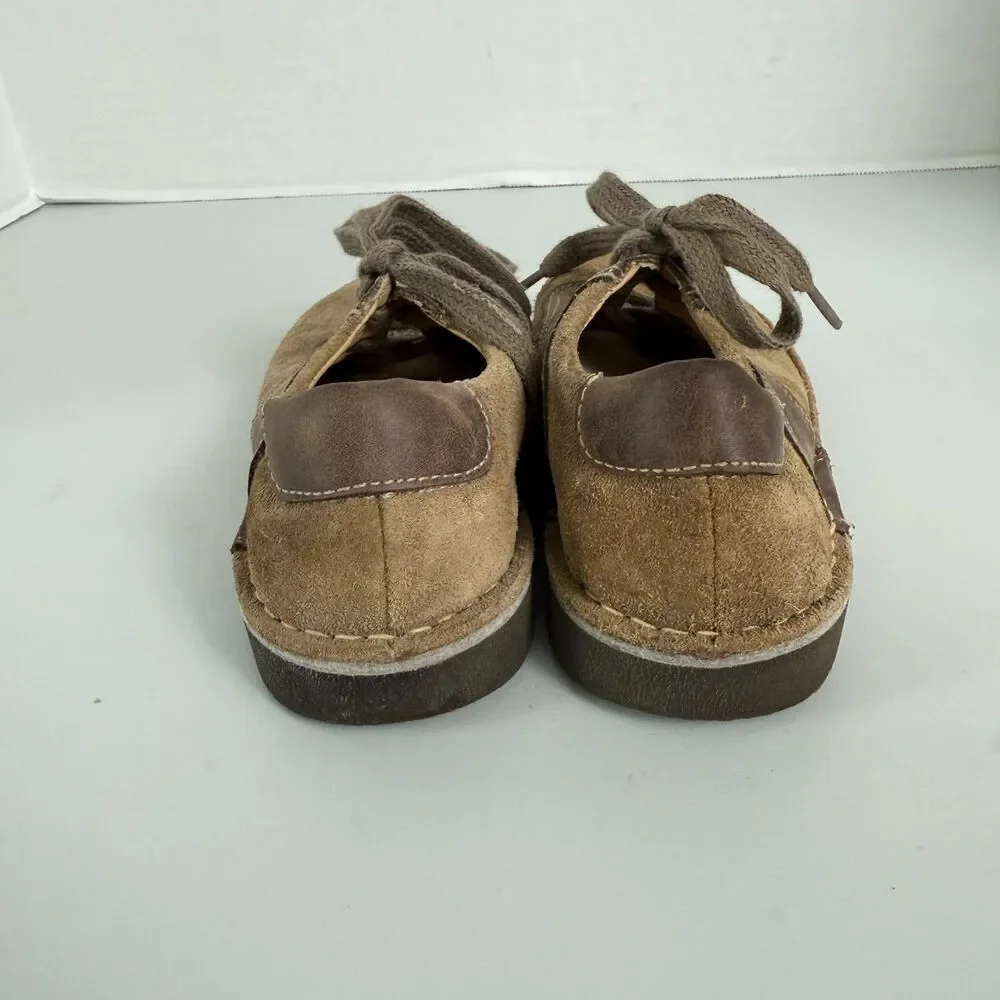Kid Express Ryan Tan Nubuck and Dark Brown Leather Lace Up Shoes Sz 28 (11-11.5)